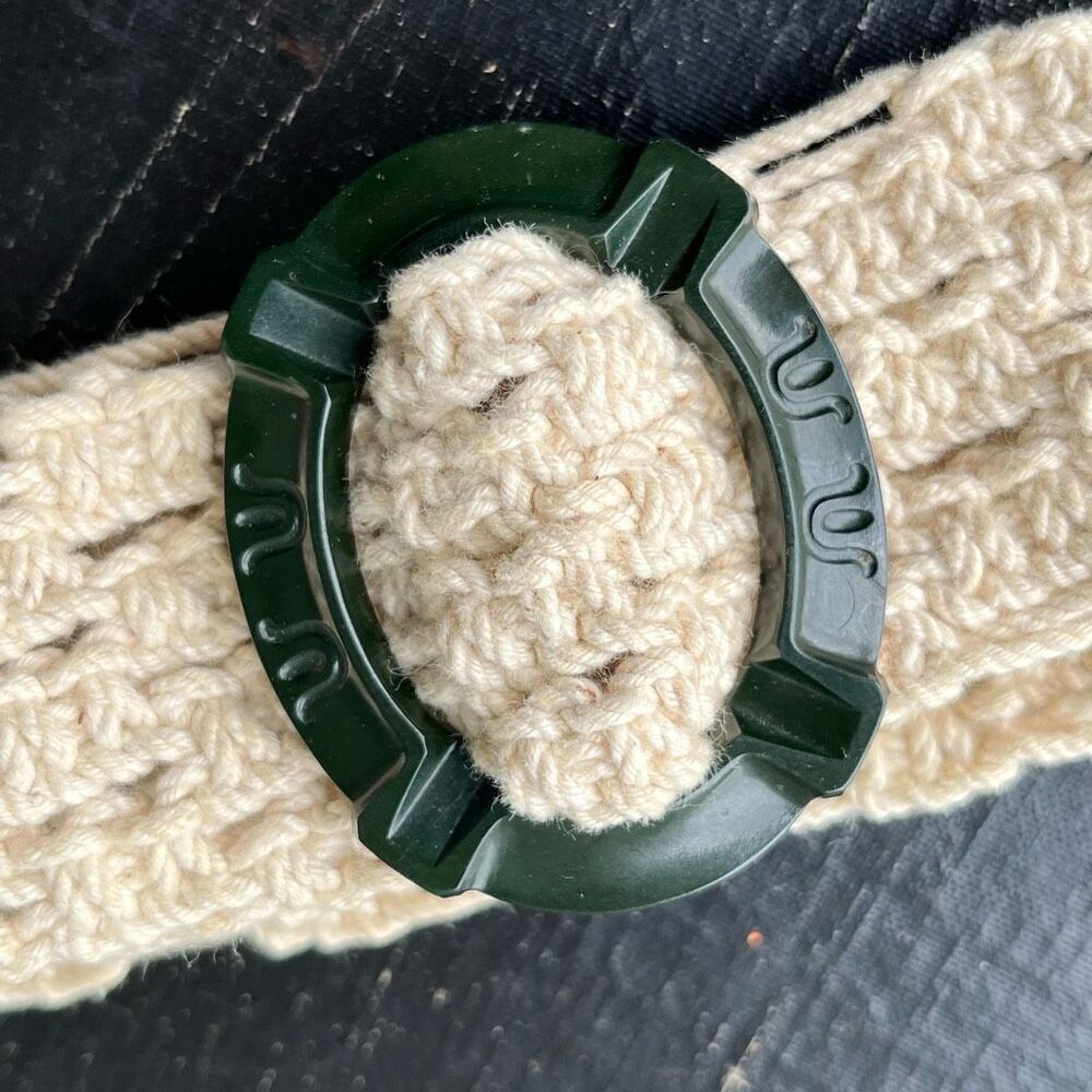 VTG Handcrafted Macrame Belt with Green Bakelite Buckle